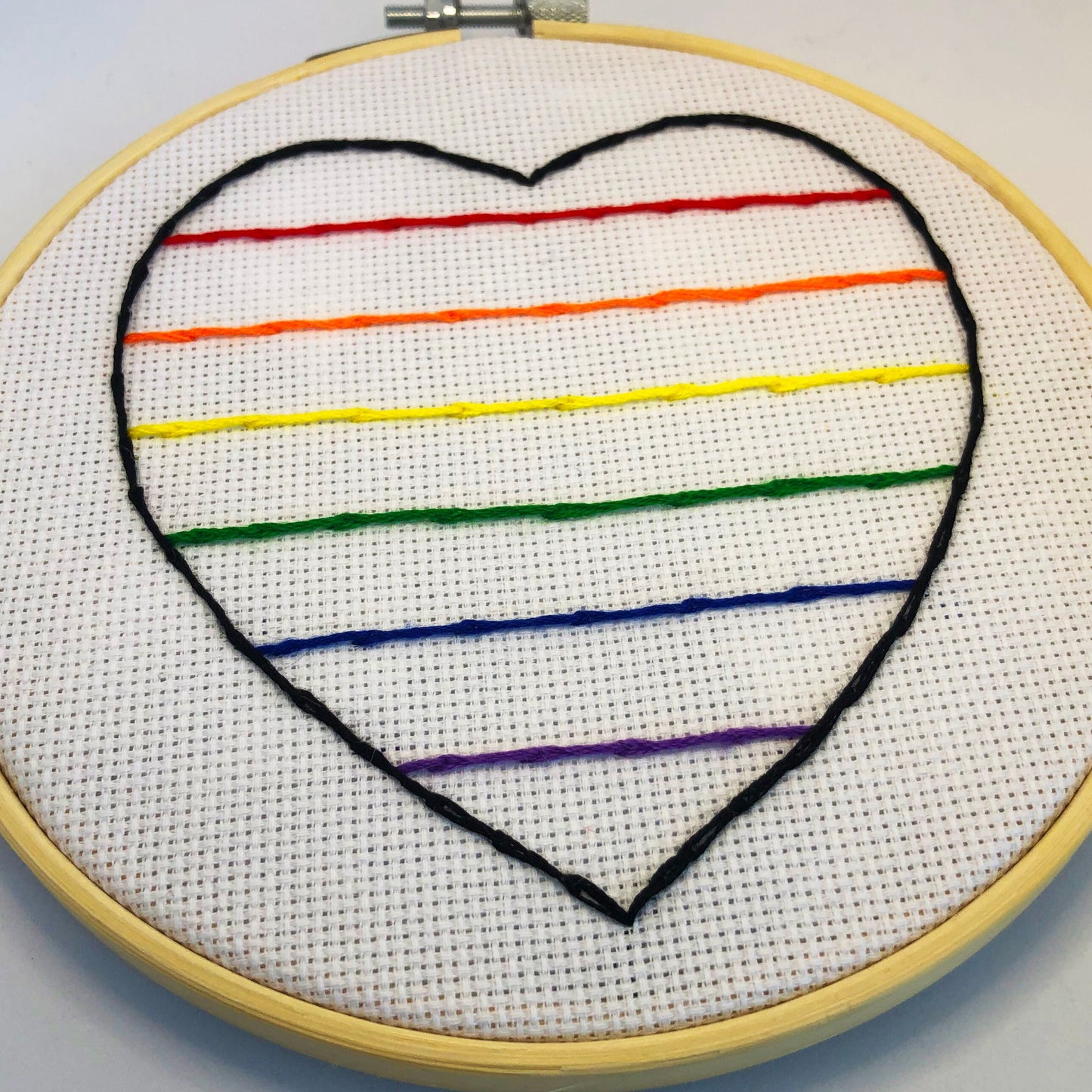 pride flag heart embroidery